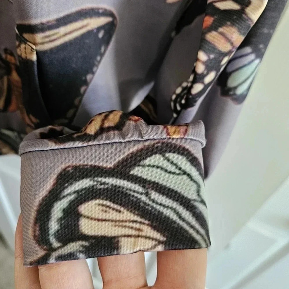 Oversized Butterfly Print Hoodie XL Purple Cottagecore Y2K Indie Aesthetic Cozy - Picture 4 of 6